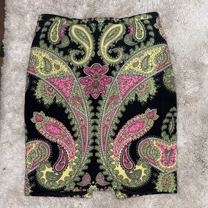 INC International Concepts Black Paisley Pencil Skirt